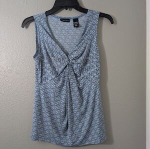 New York & Company Blue Patterned Tank Top